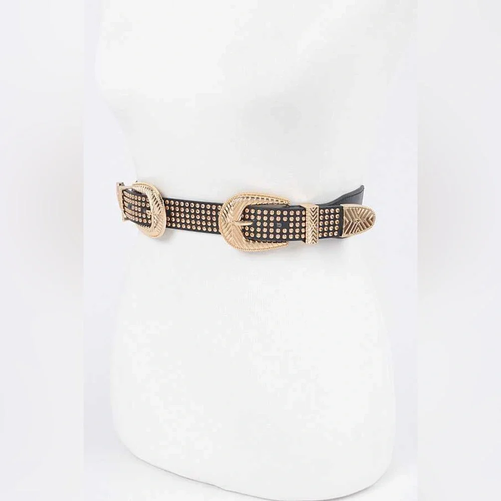 Gold and Black Studded Belt